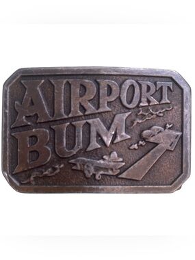 Vintage Belt Buckle “Airport Bum" 2 Inch